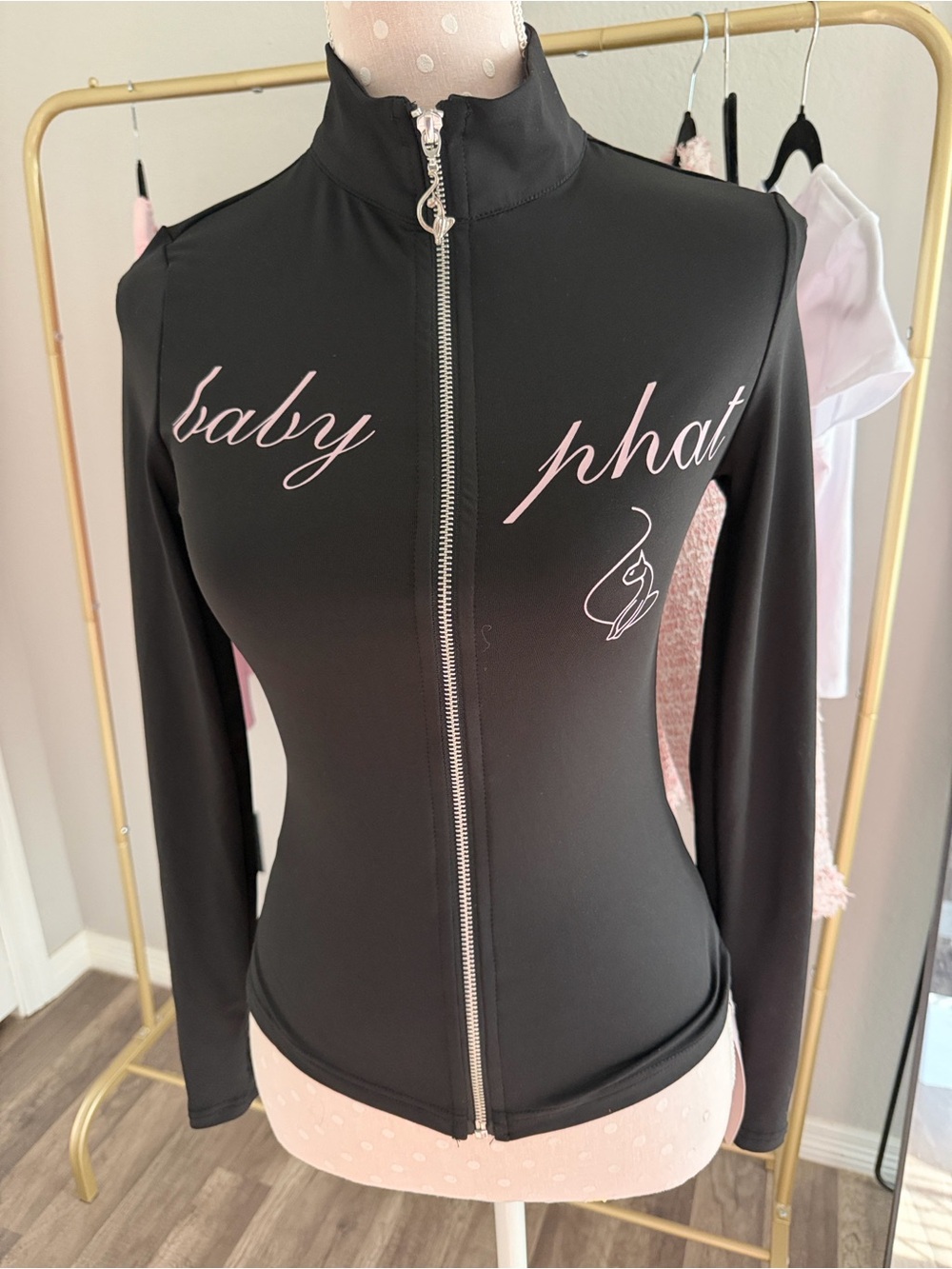 Baby Phat Black Jacket with Pink Script Logo